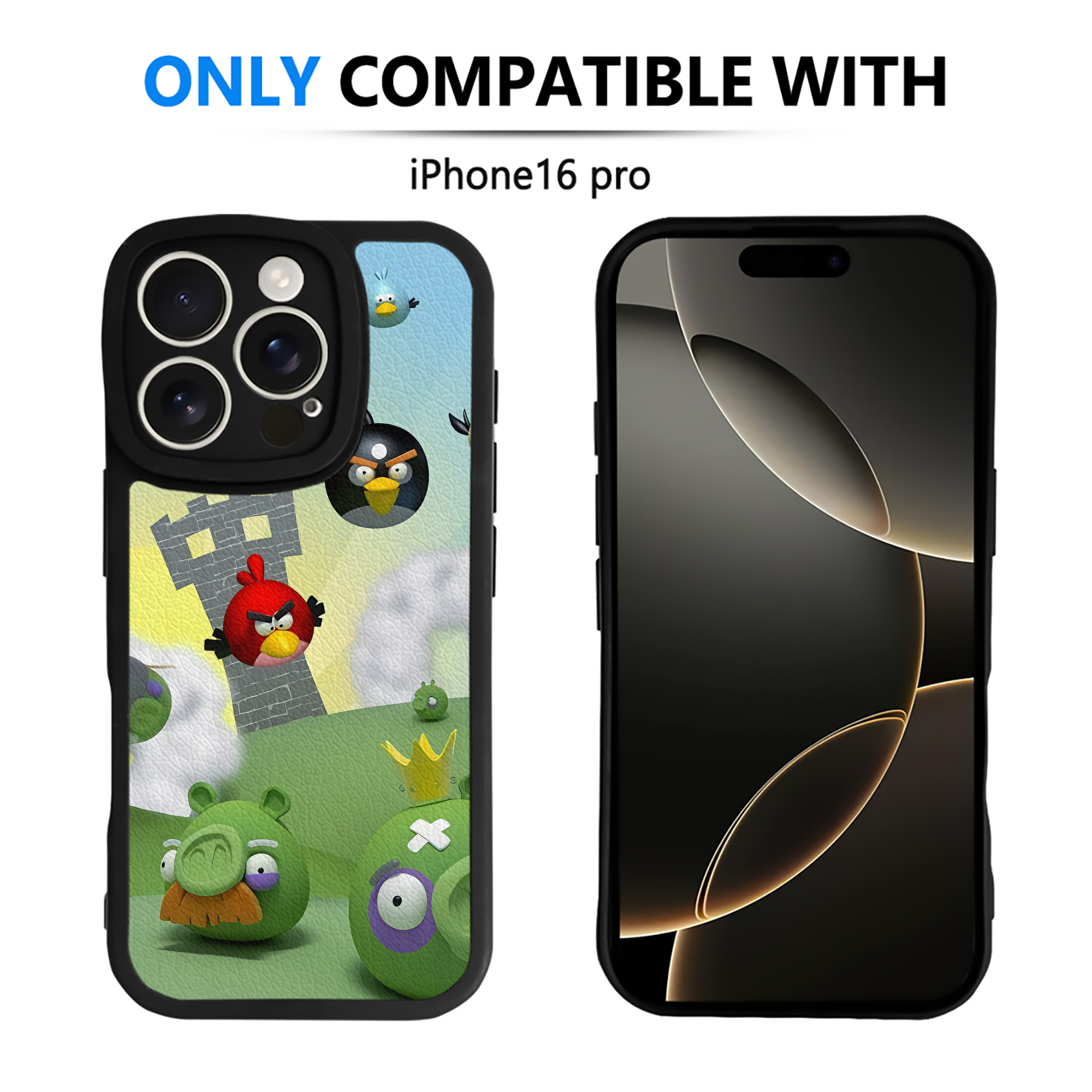 （画像用） Angry Birds アングリーバード 【iPhone 16シリーズ対応】シリコンスマホケース（レザー調） 材質：シリコン